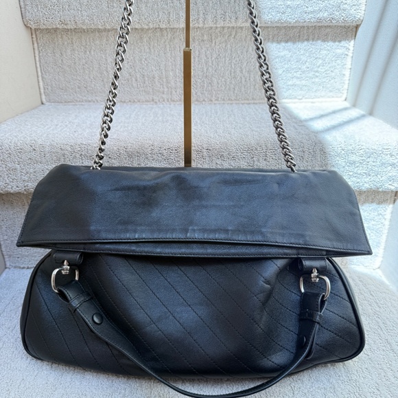 Gucci Sakai Be Green Calfskin Diagonal Stitched Medium Blondie Tote Black - Picture 2 of 14